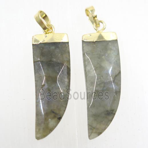 Labradorite horn pendant, gold plated