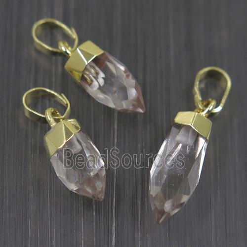 Crystal Quartz bullet pendant, gold plated