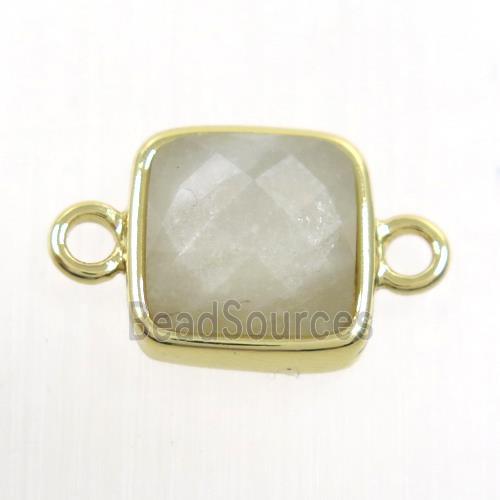 white MoonStone connector, square, gold plated