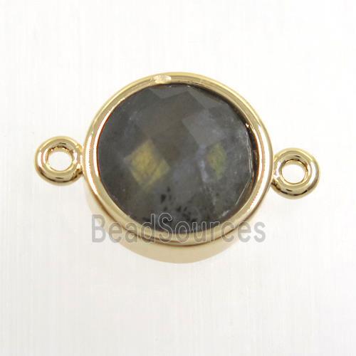 Labradorite malachite circle connector, gold plated