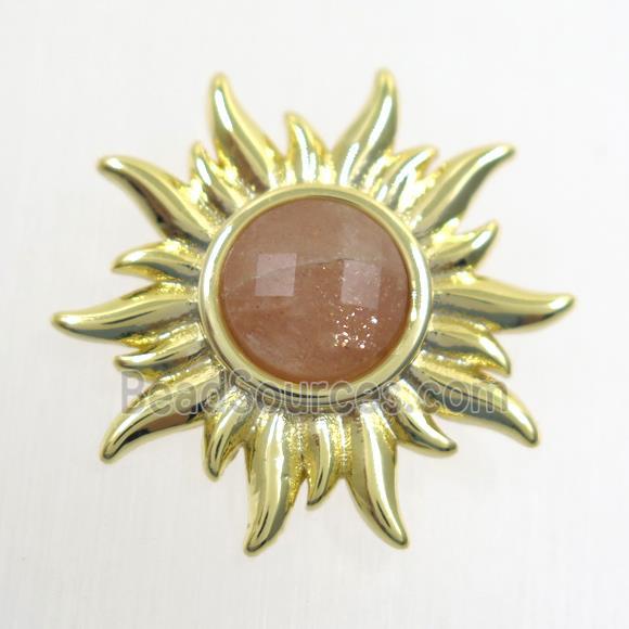 MoonStone sunflower pendant, gold plated