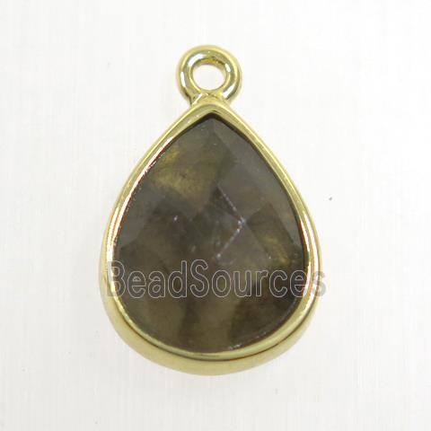 Labradorite pendant, teardrop, gold plated