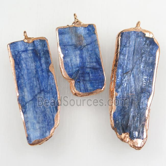 Kyanite pendant, freeform, rose gold