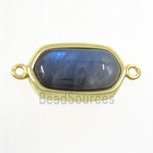 Labradorite connector, oval, gold plated