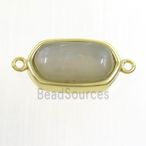 gray MoonStone connector, oval, gold plated