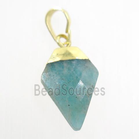 green Amazonite arrowhead pendant, gold plated