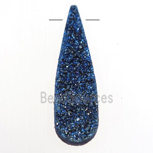 blue druzy quartz pendant, teardrop