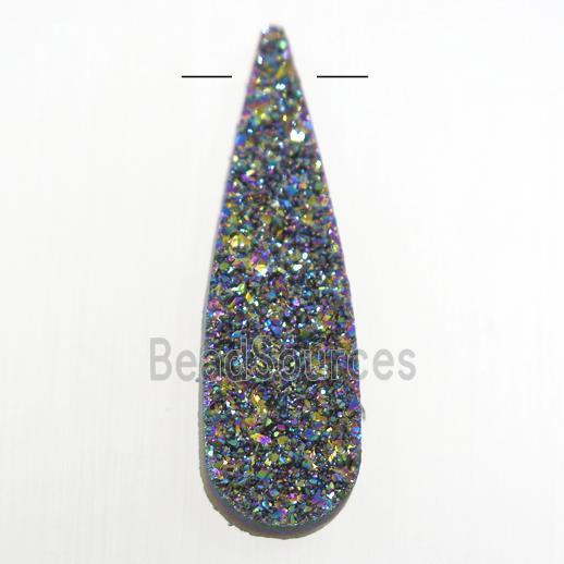 rainbow druzy quartz pendant, teardrop