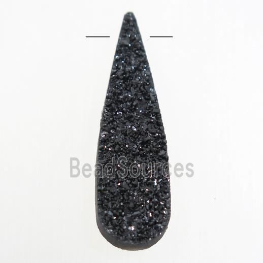 black druzy quartz pendant, teardrop