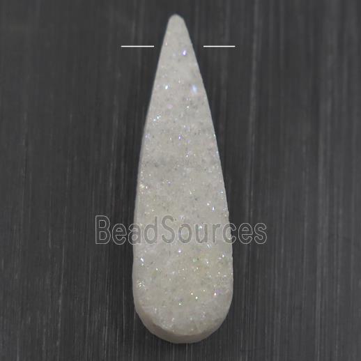 white ab-color druzy quartz pendant, teardrop