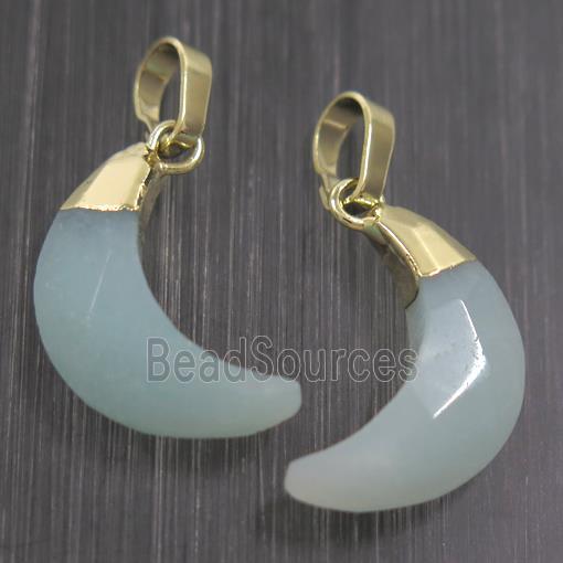 Amazonite crescent pendant, faceted moon, gold plated