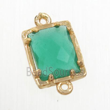 sping green glass connector, rectangle, gold plated