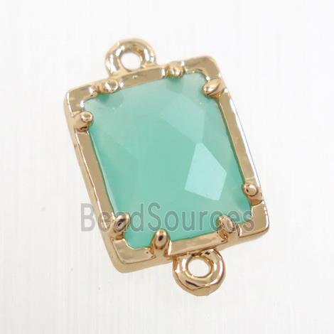 green glass connector, rectangle, gold plated