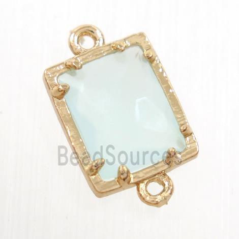 whitegreen glass connector, rectangle, gold plated