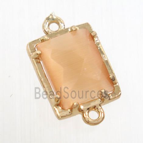 orange glass connector, rectangle, gold plated