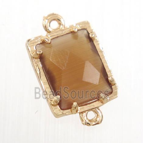 coffee crystal glass connector, rectangle, gold plated