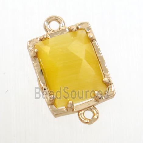 yellow glass connector, rectangle, gold plated