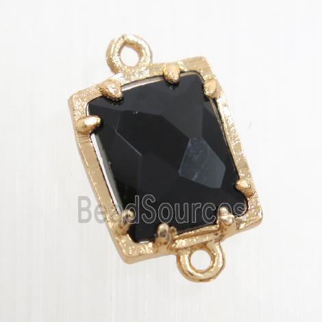 black glass connector, rectangle, gold plated