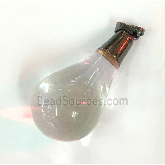 crystal glass pendant, teardrop, balck