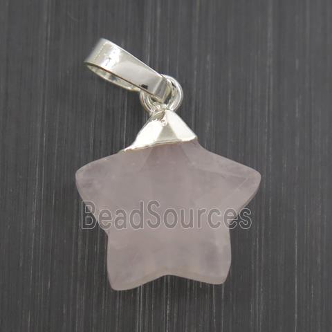 Rose Quartz star pendant, silver plated