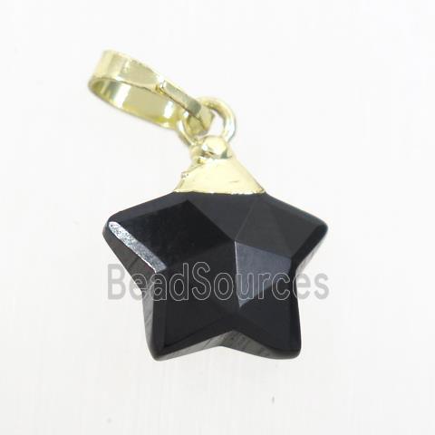 black onyx star pendant, gold palted