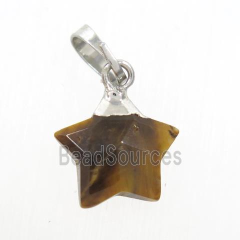 tiger eye stone star pendant, silver plated