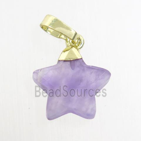 purple Amethyst star pendant, gold plated