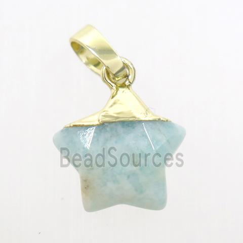 Amazonite star pendant, gold plated