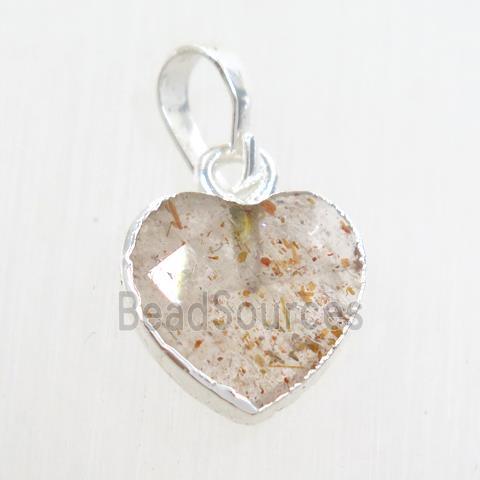 Strawberry Quartz heart pendant, silver pendant