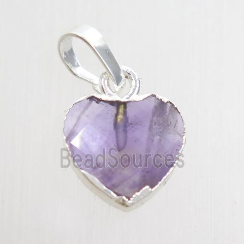 purple Amethyst heart pendant, silver pendant