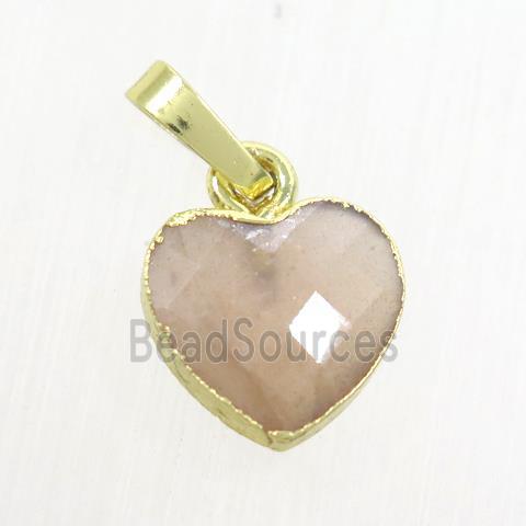 peach MoonStone heart pendant, gold pendant