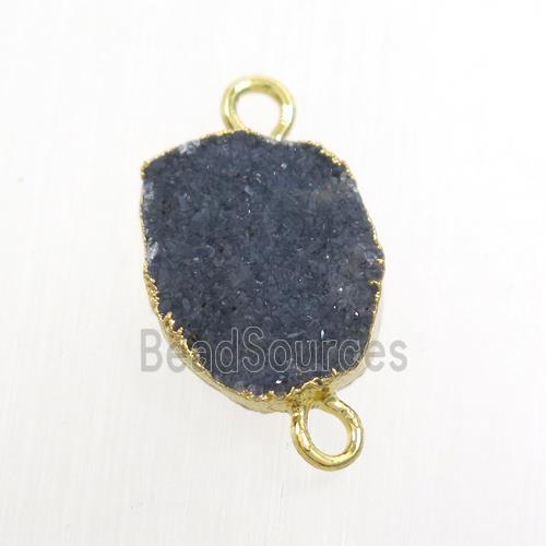 deepgray Druzy Agate connector, gold plated