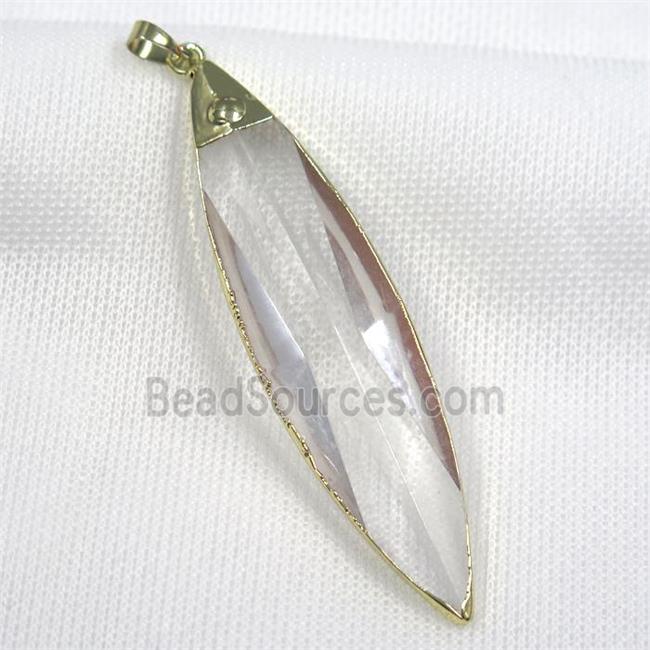 Glass crystal leaf pendants, gold plated