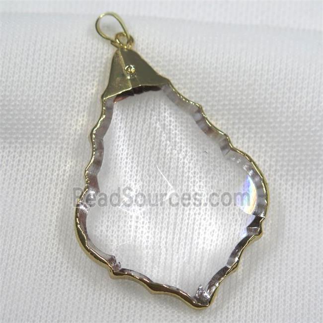 Glass crystal teardrop pendants, gold plated