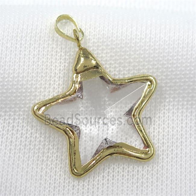 Glass crystal star pendants, gold plated