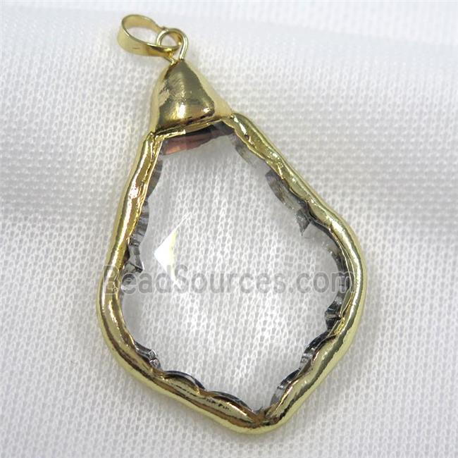 Glass crystal teardrop pendants, gold plated