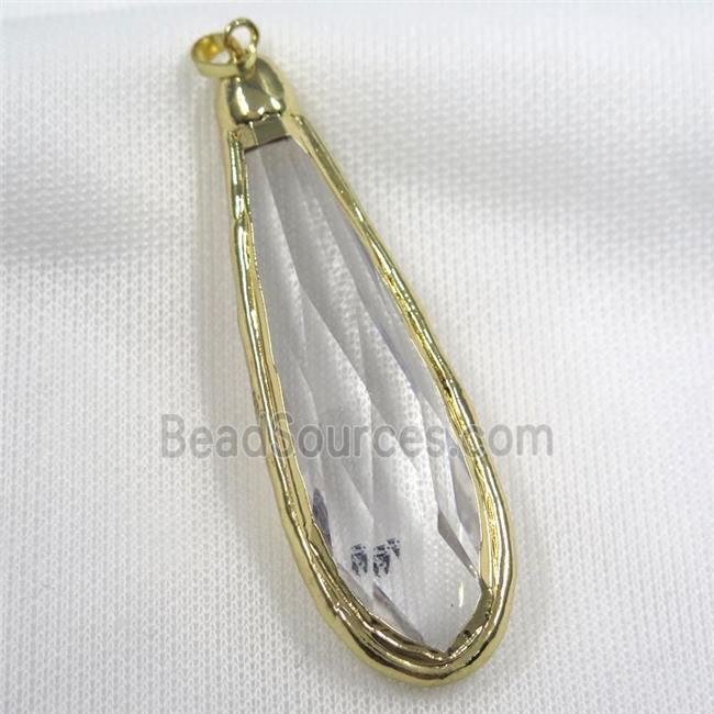 Glass crystal teardrop pendants, gold plated