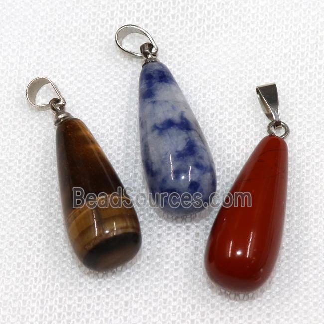 mixed gemstone pendants, teardrop