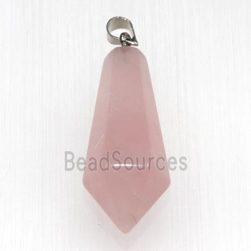 rose quartz pendants, faceted teardrop