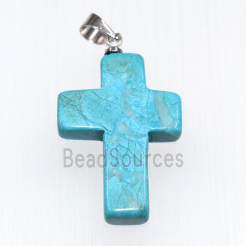 blue turquoise pendants, cross