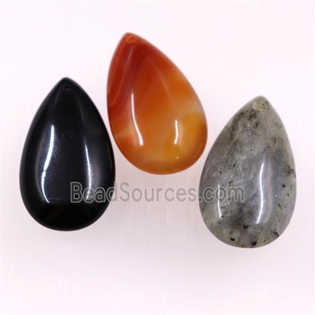 mixed gemstone pendants, teardrop