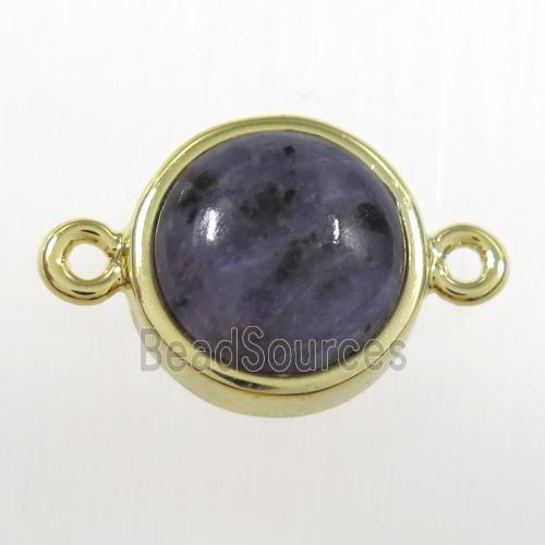 black Labradorite circle connector, gold plated