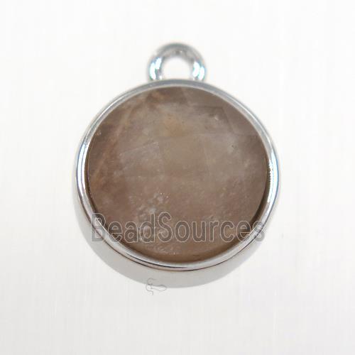 moonstone circle pendant, platinum plated