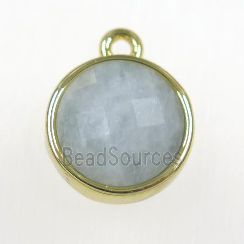 Aquamarine circle pendant, gold plated