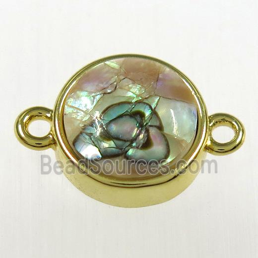 Paua Abalone shell connector, gold plated