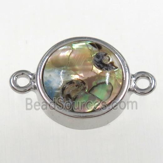 Paua Abalone shell connector, platinum plated