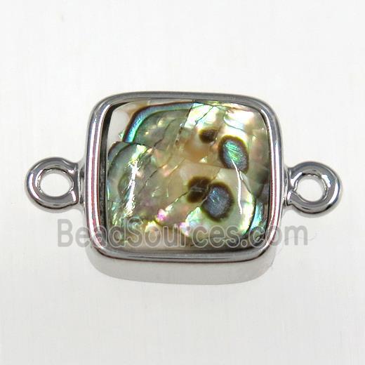 Paua Abalone shell connector, platinum plated