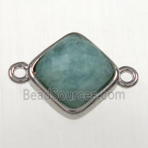 Amazonite connector, platinum plated