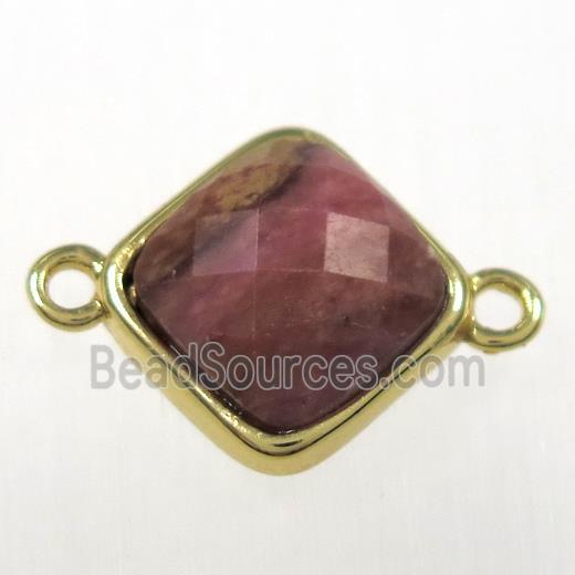 pink Rhodonite connector, gold plated