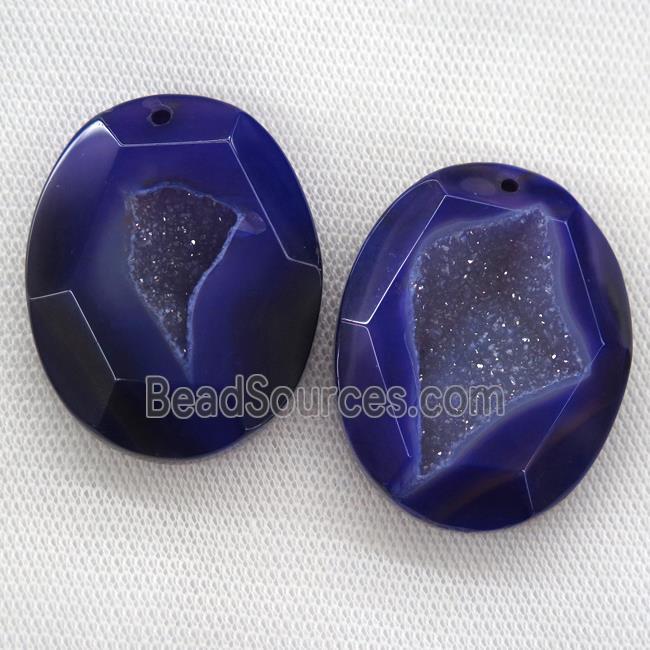 purple druzy agate pendants, faceted freeform